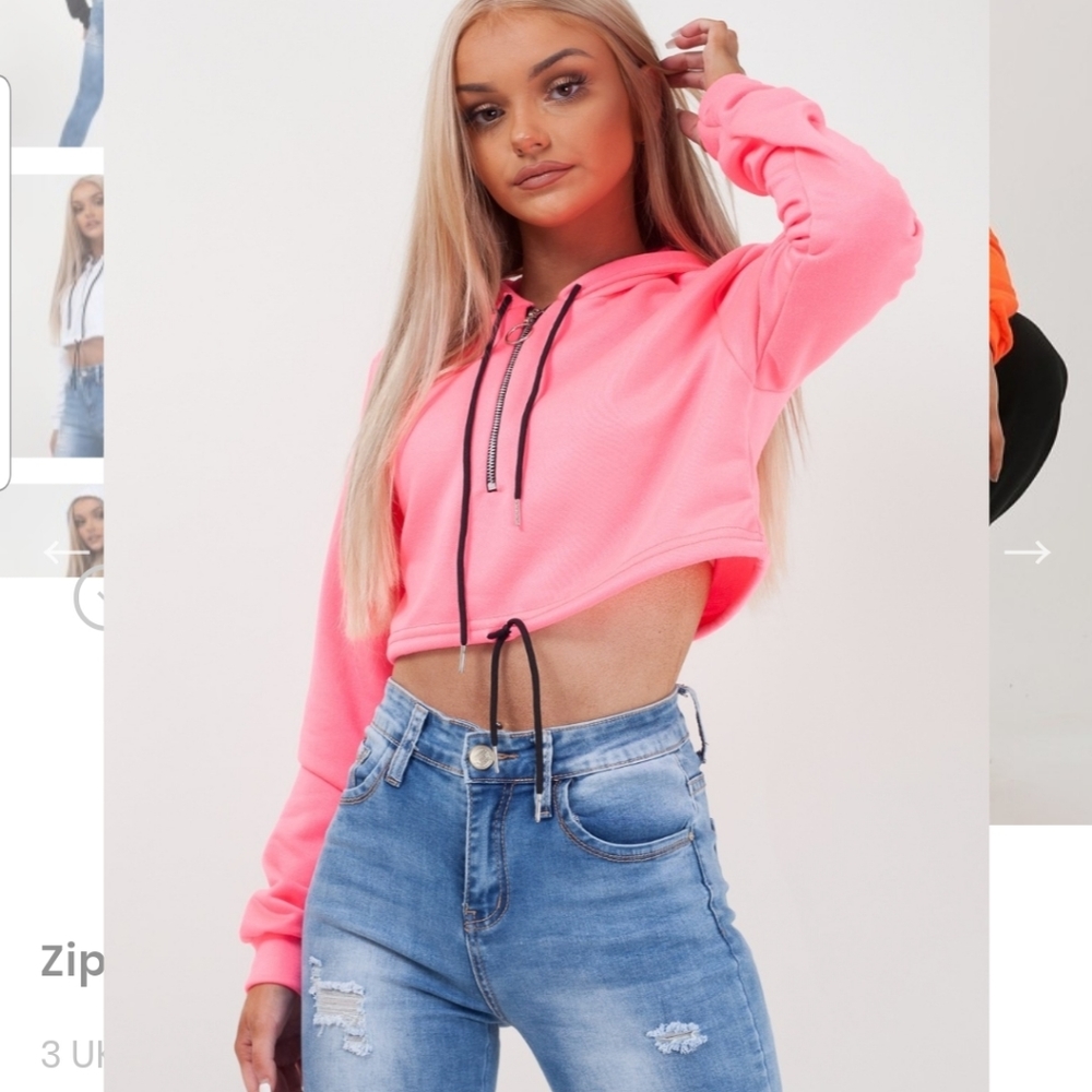 Stylewise cropped hot pink hoodie